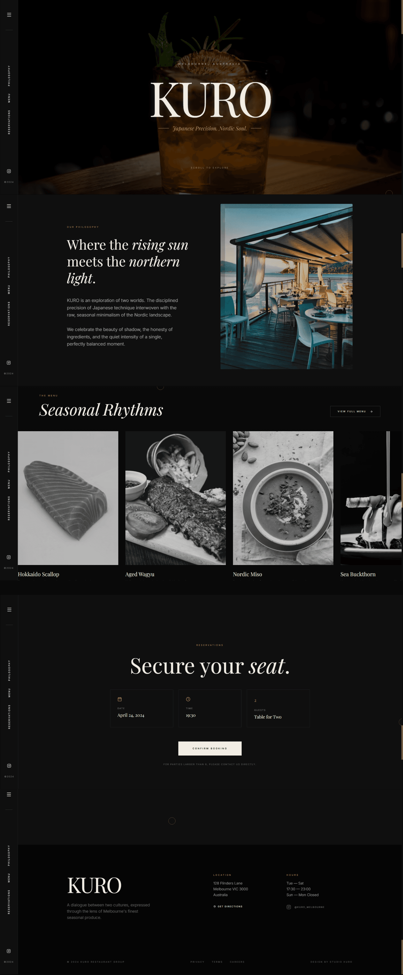 Kuro — Hospitality website concept
