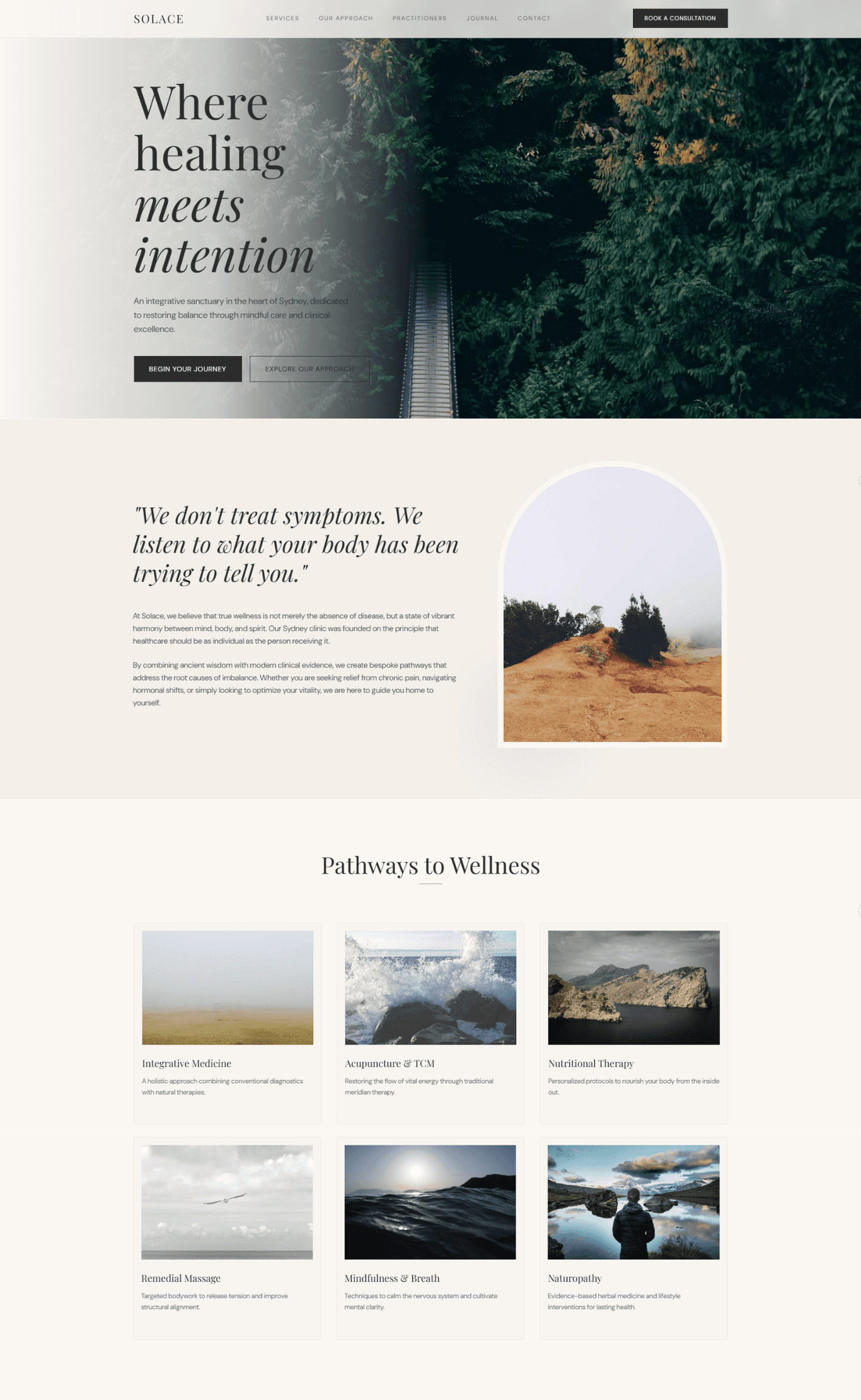 Solace — Wellness website concept